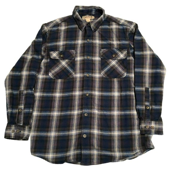Duluth Trading Co Other - DULUTH TRADING CO FLANNEL SHACKET SZ L BLUE GRAY PLAID TRIM FIT HEAVY DUTY MENS